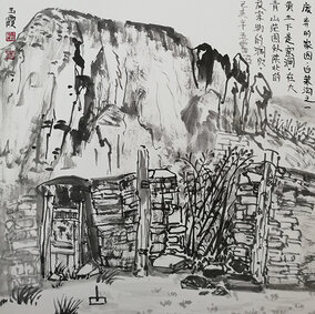 樊玉霞作品3  吉忽伦图白菜沟002《废弃的家园》卡纸40X40cm 2019年